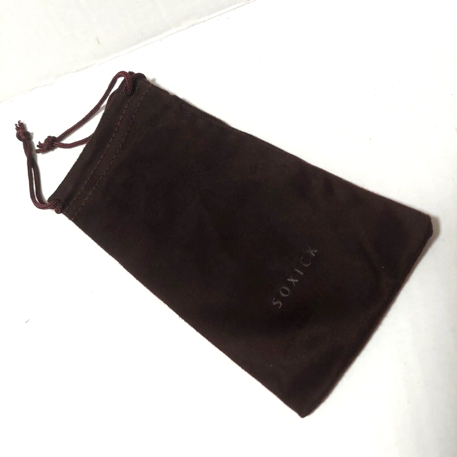 Soxick Glasses Case Velvet Hard Clam Shell Dark Brown Dust Cover Cleaning Cloth 4